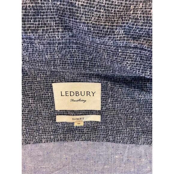 Men's Ledbury Blue Pattern Slim Fit Button-Down Shirt - Picture 4 of 5